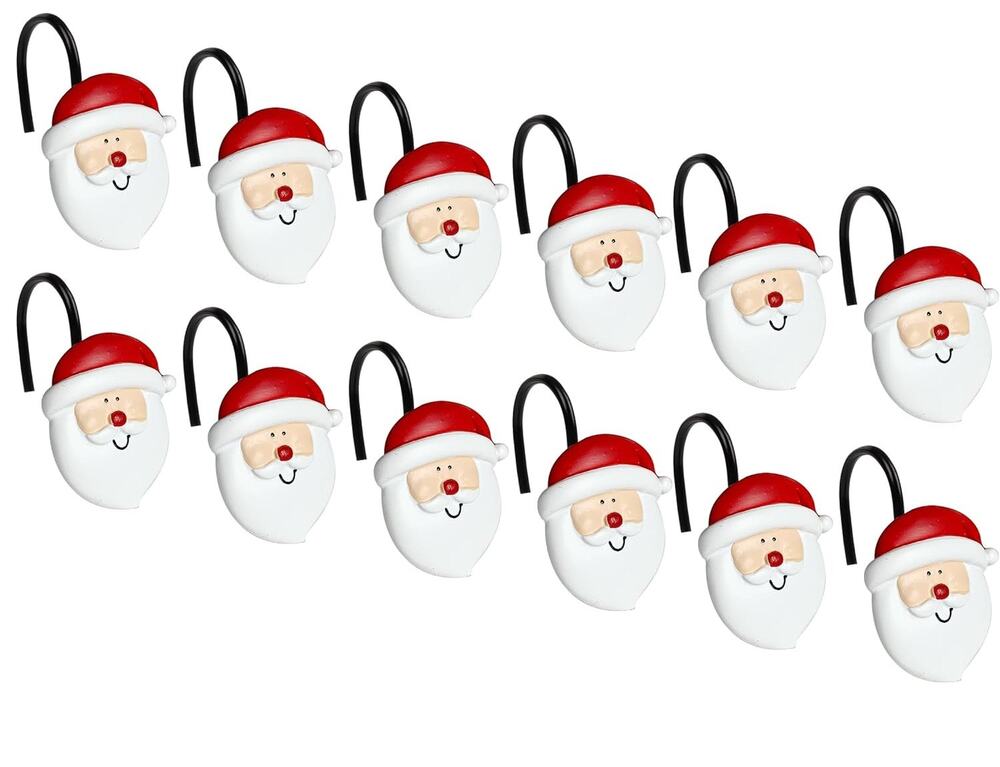 Christmas Santa Shower Resin Hooks Set of 12